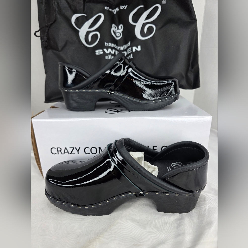 C & C Sweden Womens Clogs Slip On  Black Diamond EU 40 US 9 to 9.5
